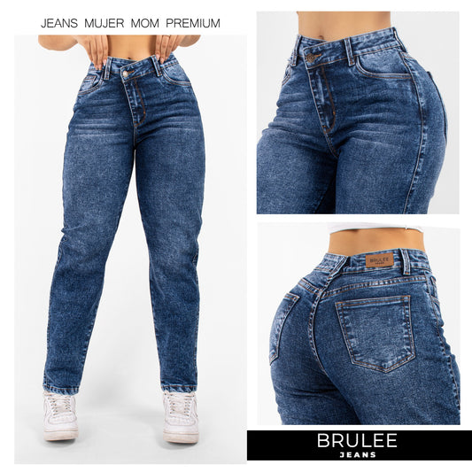 JEANS MUJER PREIMIUN MOM AZUL MEDIO